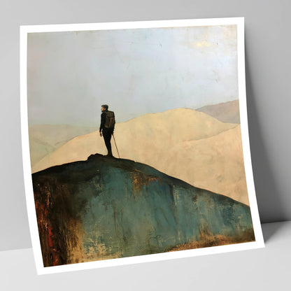 Fell Walker on Dark Ridge lake district walking art print