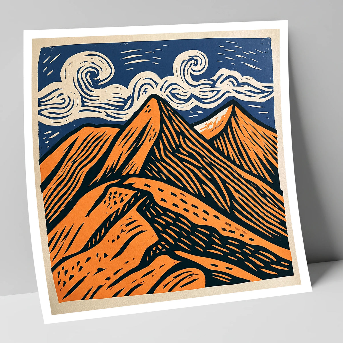 Striking Helvellyn Peaks in Terracotta lake district fell art print