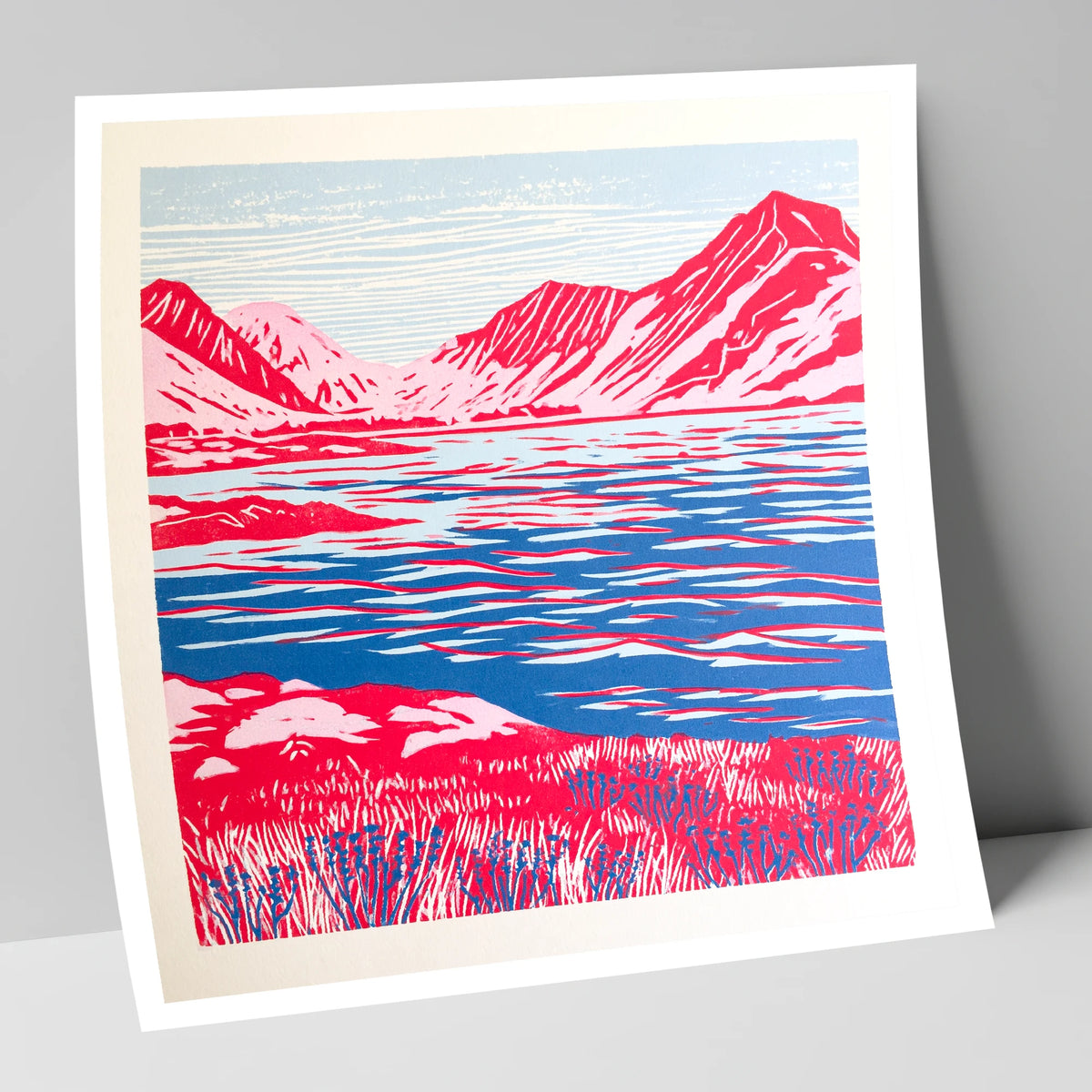 Vivid Red Ennerdale Fells lake district valley art print