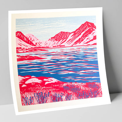 Vivid Red Ennerdale Fells lake district valley art print