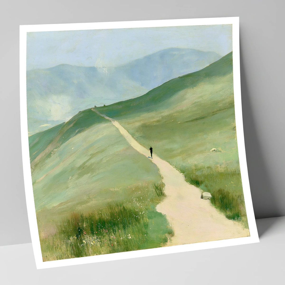 Trail Runner on Helvellyn Path lake district walking art print