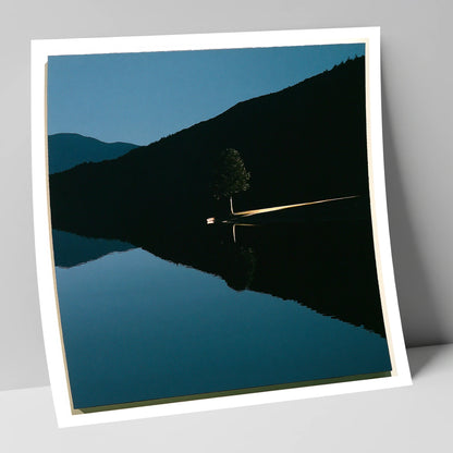 Illuminated Shore on Calm Lake lake district lake art print