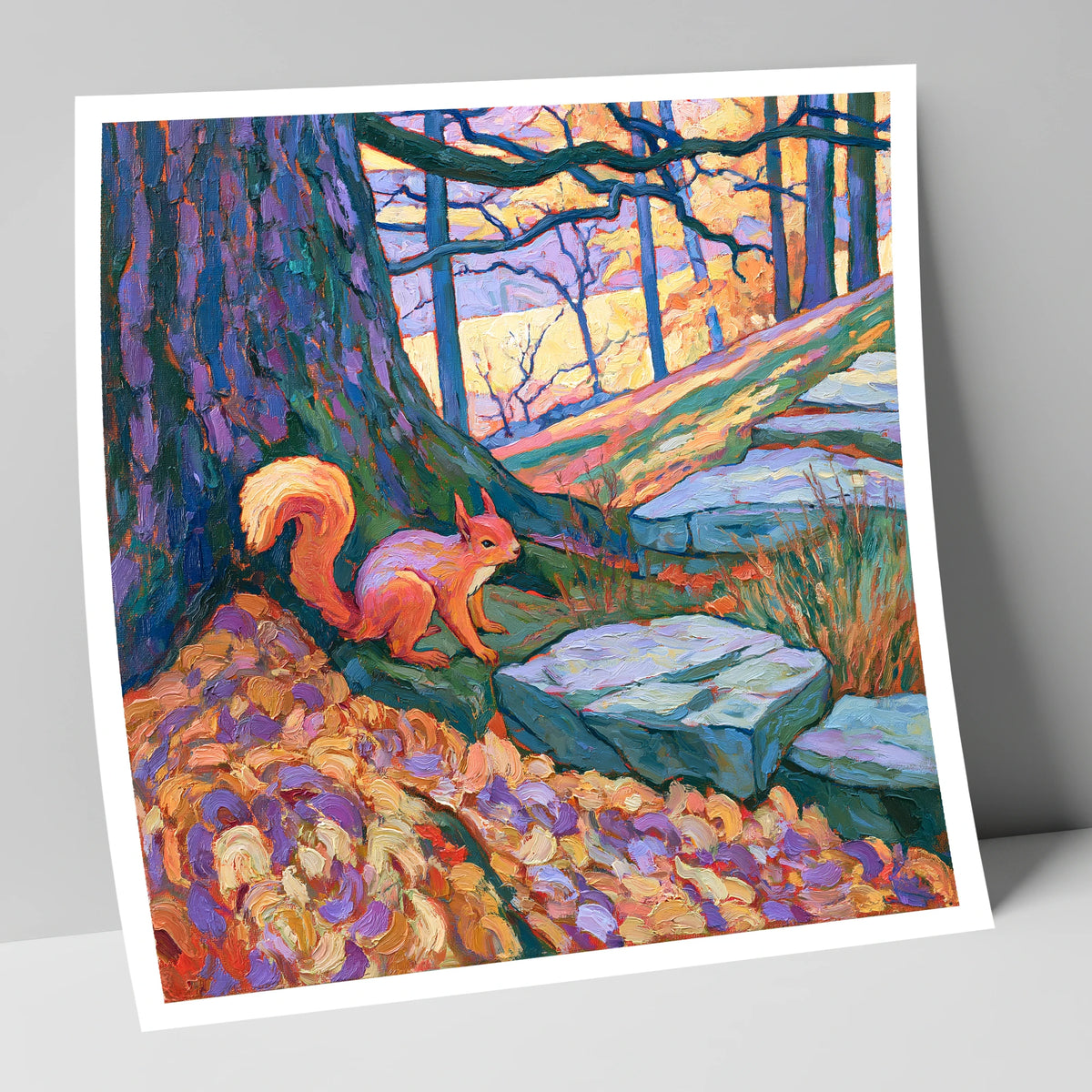 Red Squirrel in Vibrant Woodland lake district wildlife art print