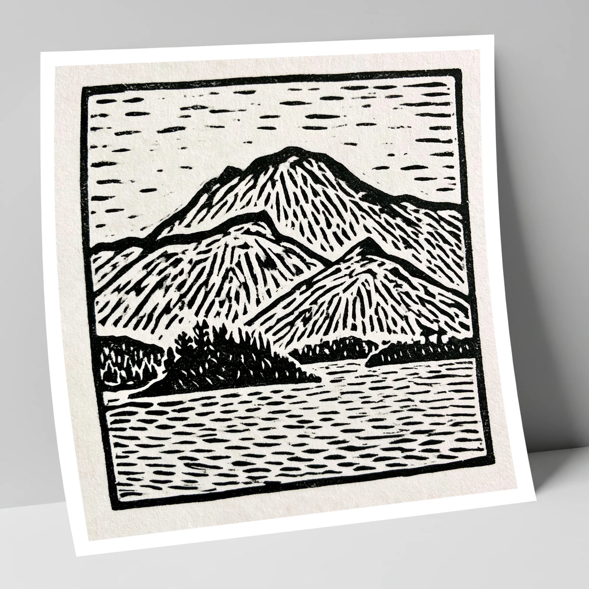 Graphic Monochrome Catbells Ridge lake district fell art print