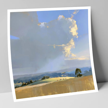Sunlit Rolling Fells Under Cloud lake district fell art print