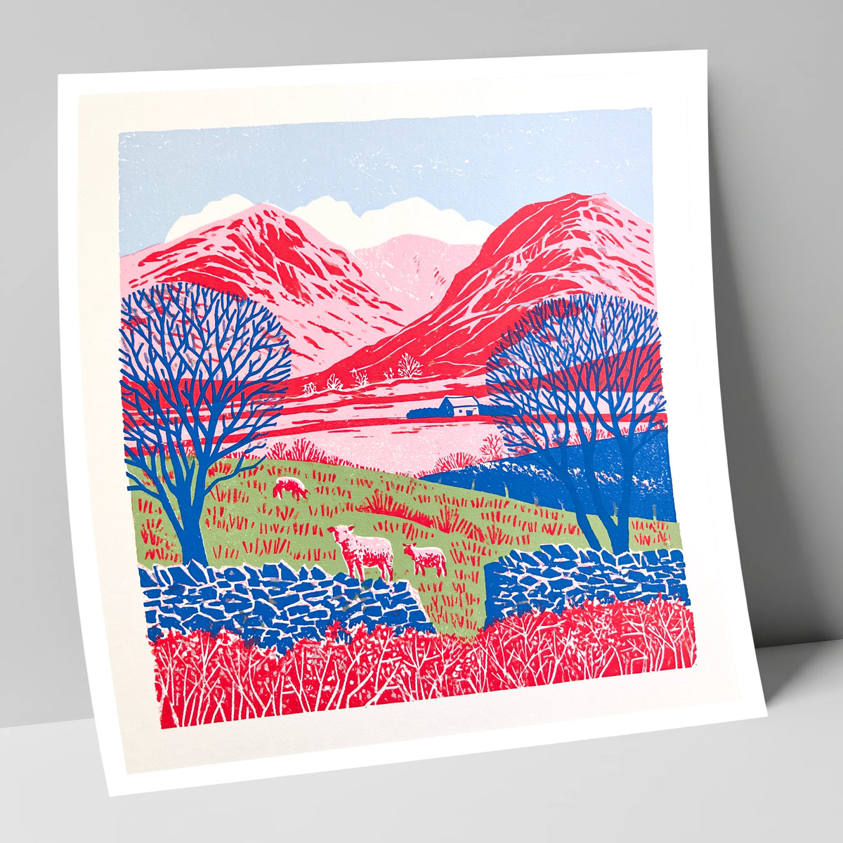 Bold Red Fells of Eskdale lake district valley art print