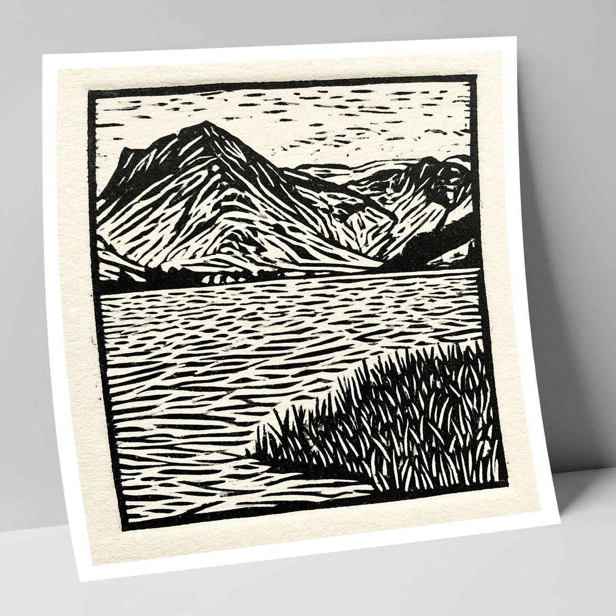 Monochrome Buttermere and Fells lake district lake art print