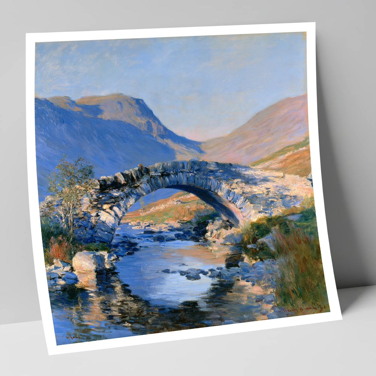 Luminous Stone Bridge Over Mountain Beck lake district waterfall art print