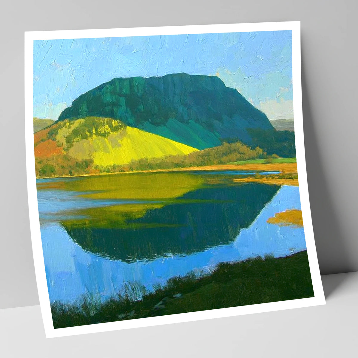 Sunlit Nab Scar Over Water lake district fell art print