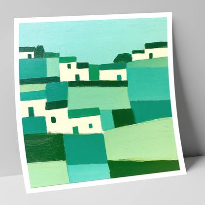 Abstract Cartmel Village Landscape lake district village art print
