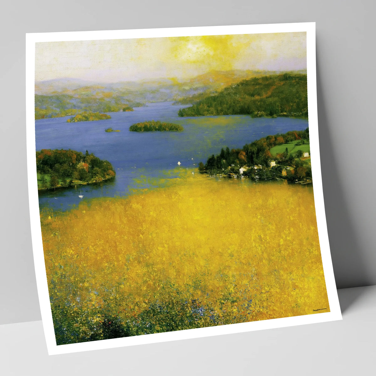 Golden Light Over Bowness Bay lake district village art print
