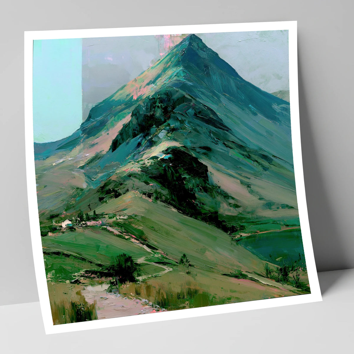 Bold Green Lake District Mountain lake district fell art print