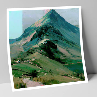 Bold Green Lake District Mountain lake district fell art print