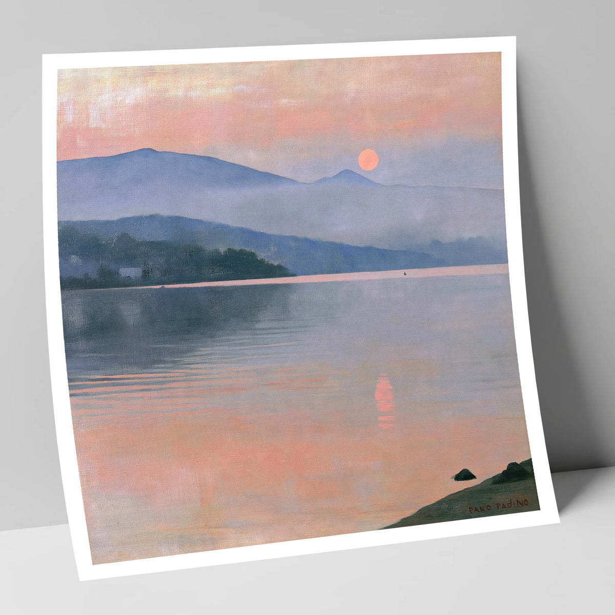 Lake Sunset in Pastel Haze lake district lake art print