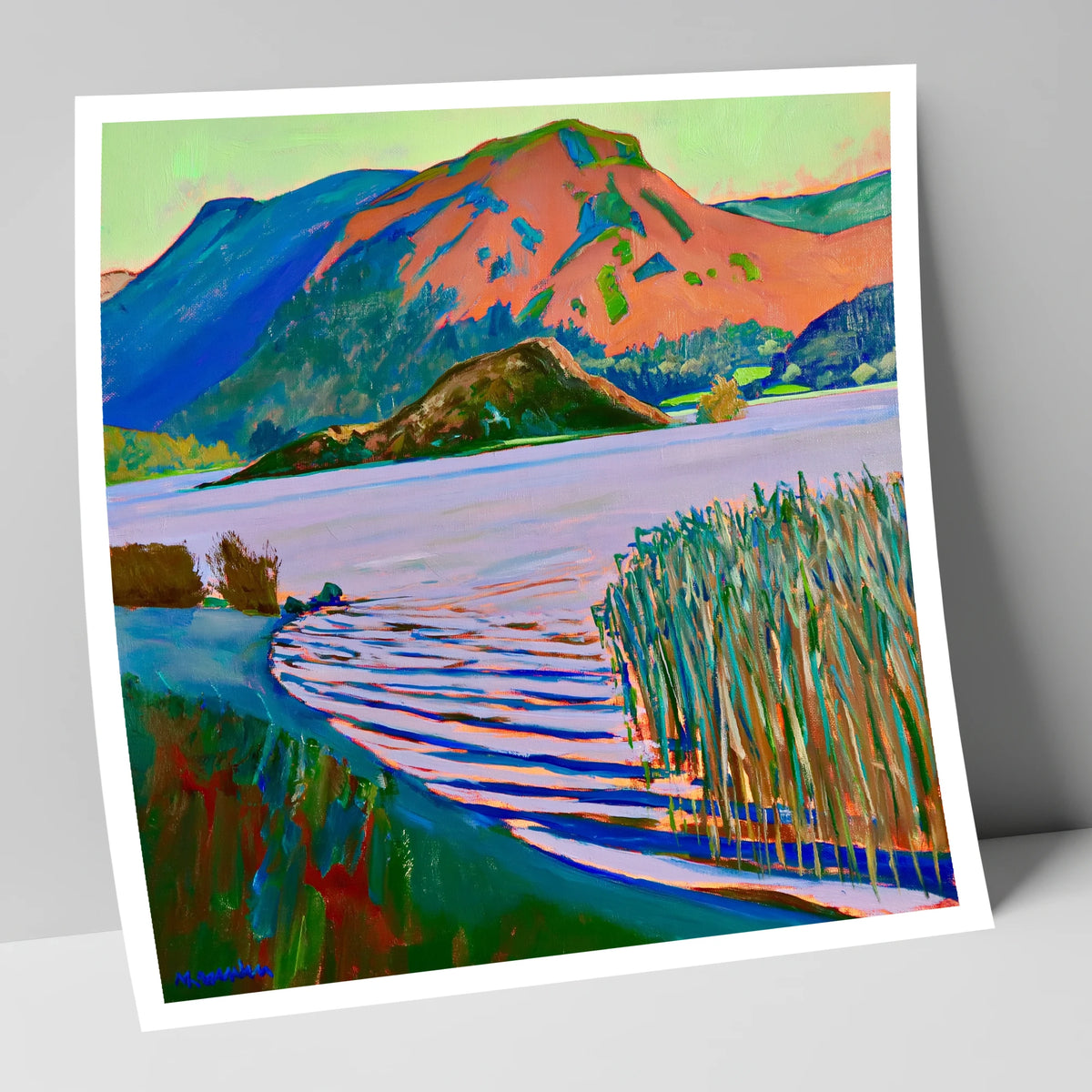Grasmere Reeds and Vibrant Fells lake district lake art print