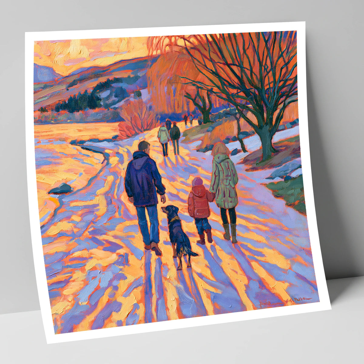 Sunset Dog Walk at Keswick gifts for dog walkers art print