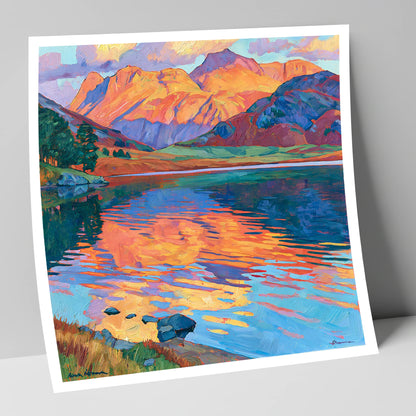Radiant Fells and Lake Reflections lake district lake art print