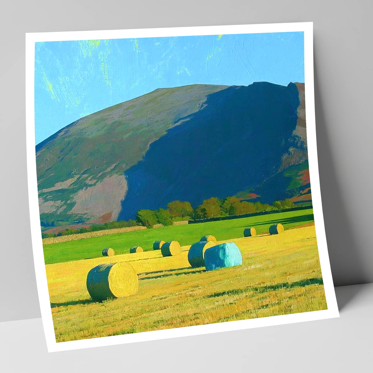 Blencathra Above Sunlit Hay Bales lake district fell art print