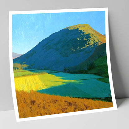 Sunlit Fields Below Low Fell lake district fell art print