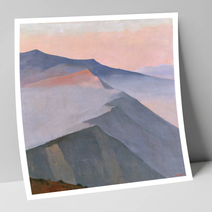 Pastel Mountain Ridge in Mist lake district fell art print