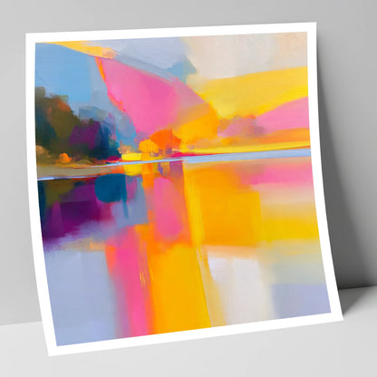 Vibrant Pink Calm Lake Reflections lake district lake art print