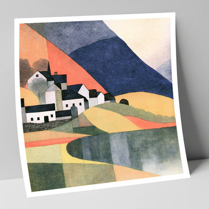 Lakeside Village and Indigo Fells lake district village art print