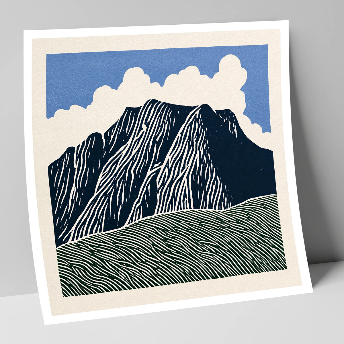 Graphic Scafell Pike Landscape lake district fell art print