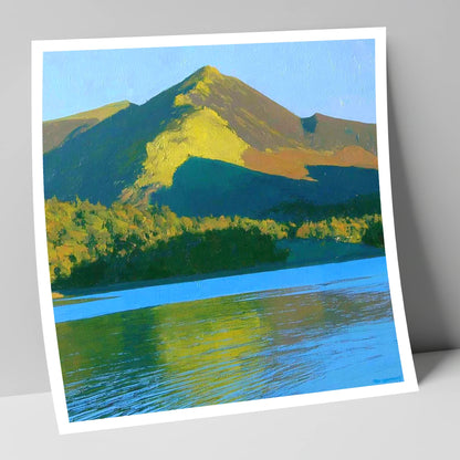 Sunlit Causey Pike Ridge lake district fell art print