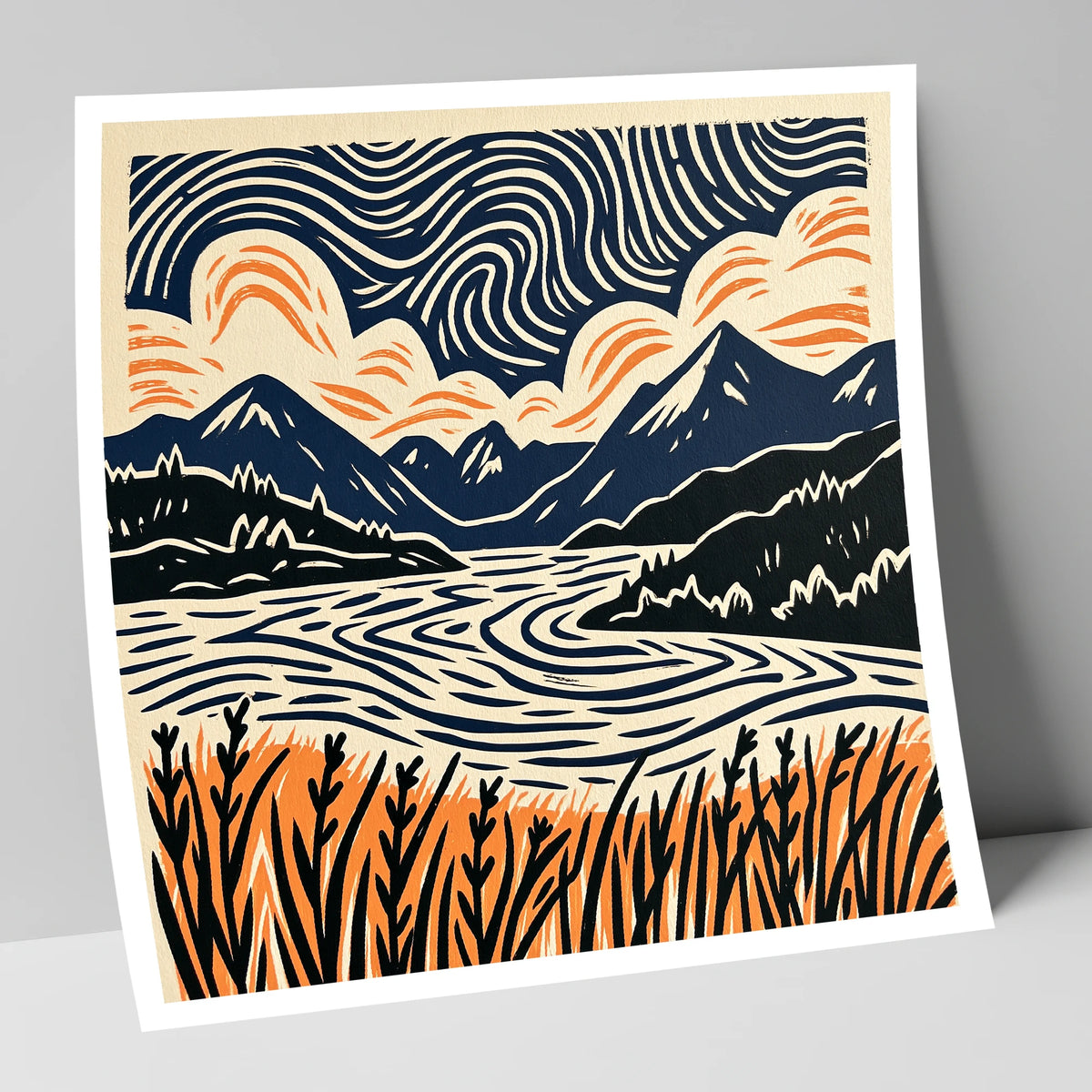 Coniston Water Under Swirling Skies lake district lake art print