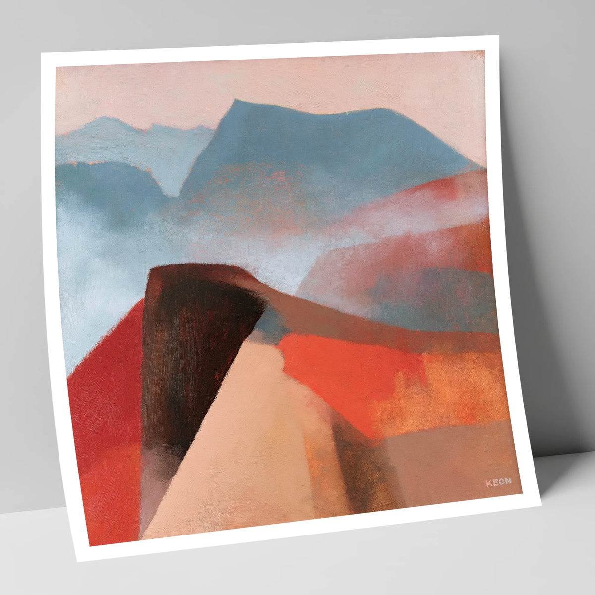 Terracotta Misty Mountain Ridge lake district fell art print