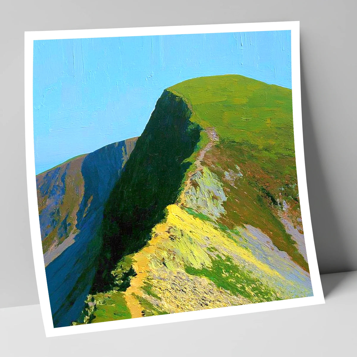 Sunlit Crag Hill Ridge Path lake district fell art print