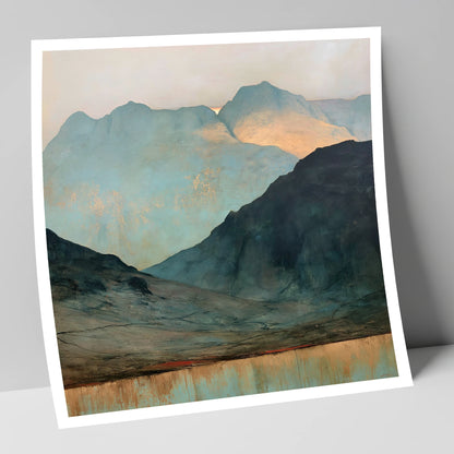 Langdale Pikes in Golden Light lake district fell art print