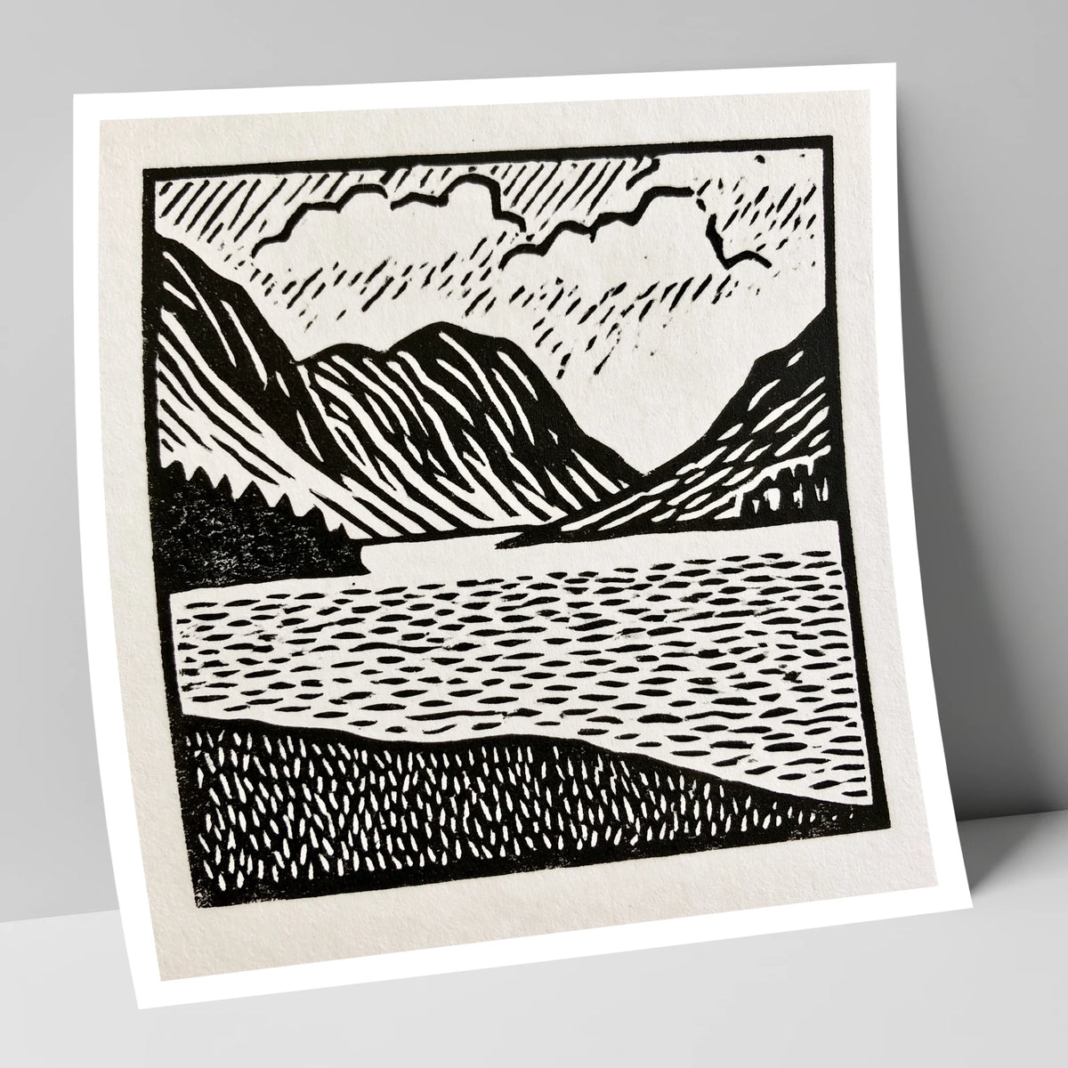 Monochrome Crummock Water Landscape lake district lake art print