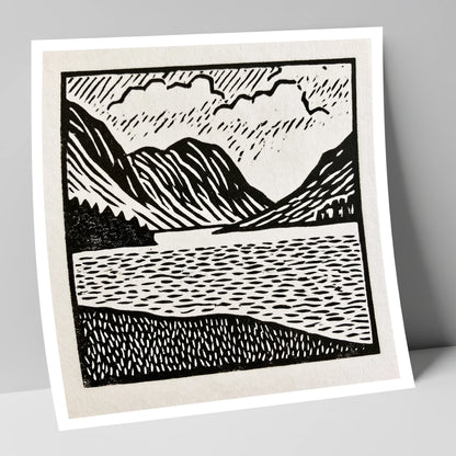 Monochrome Crummock Water Landscape lake district lake art print