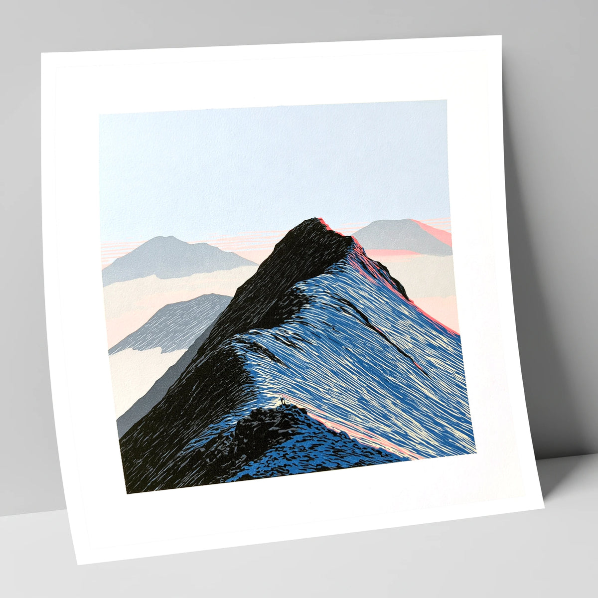 High Mountain Ridge Above Mist lake district fell art print