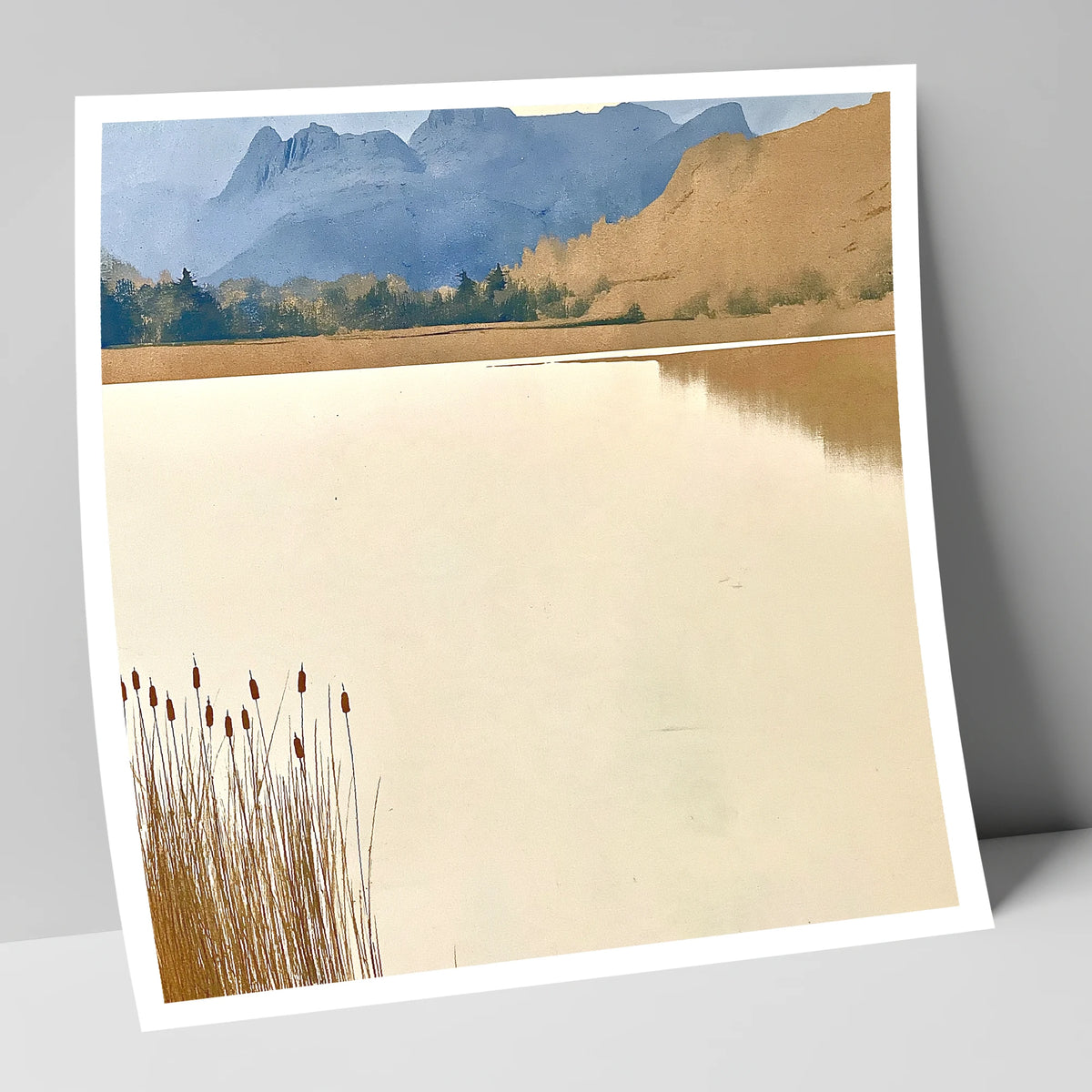 Elterwater Reeds and Slate Fells lake district lake art print
