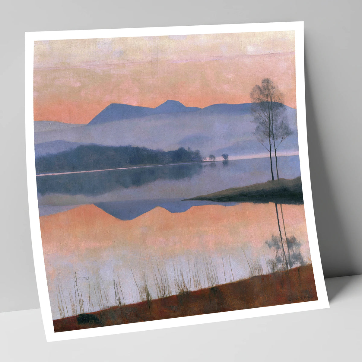 Still Lake at Pastel Dawn lake district lake art print