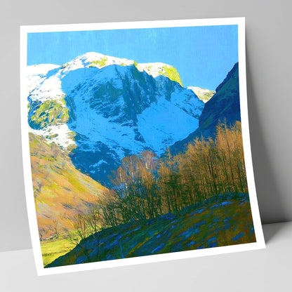 Eagle Crag in Winter Sun lake district fell art print