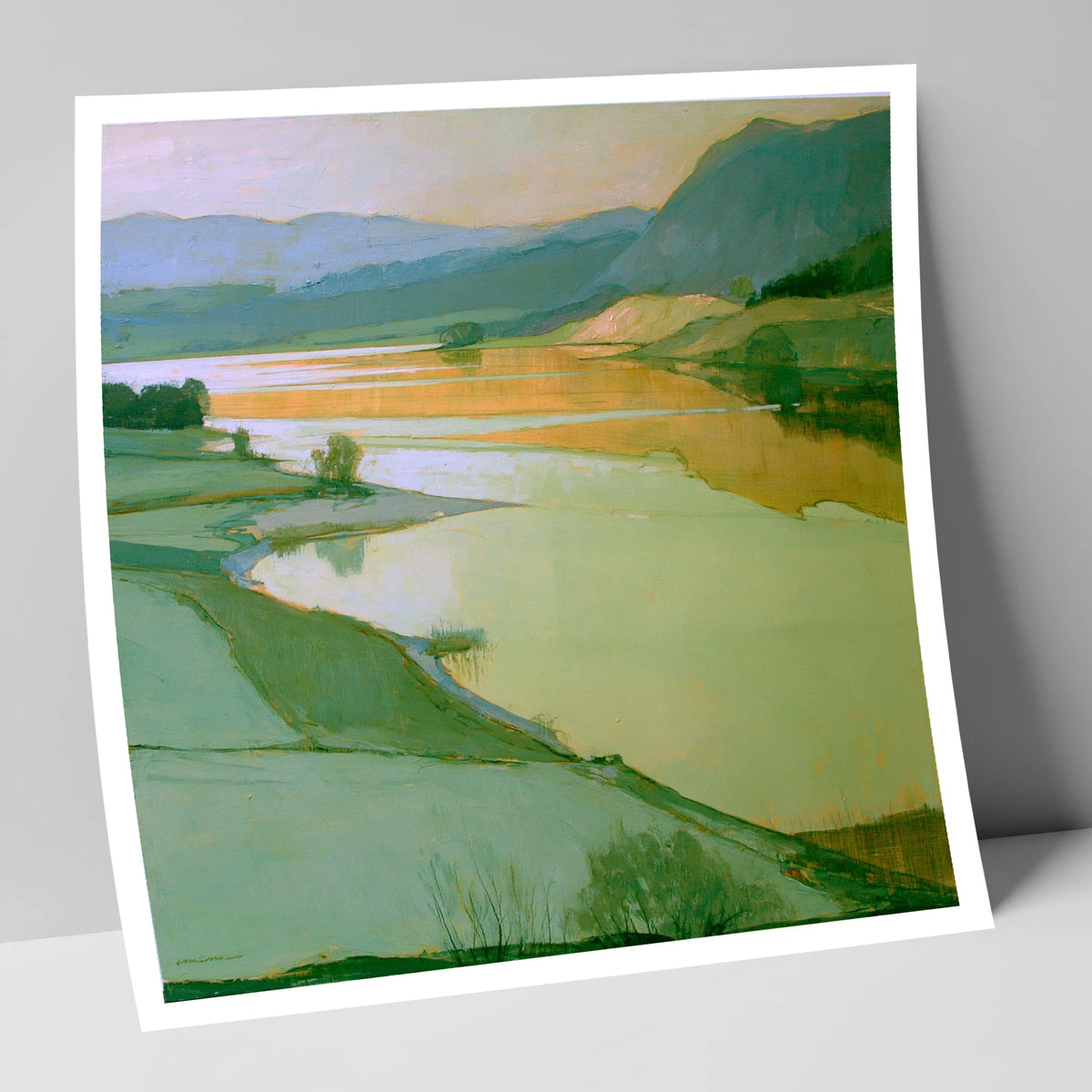 Sage Pastures by the Lake lake district lake art print