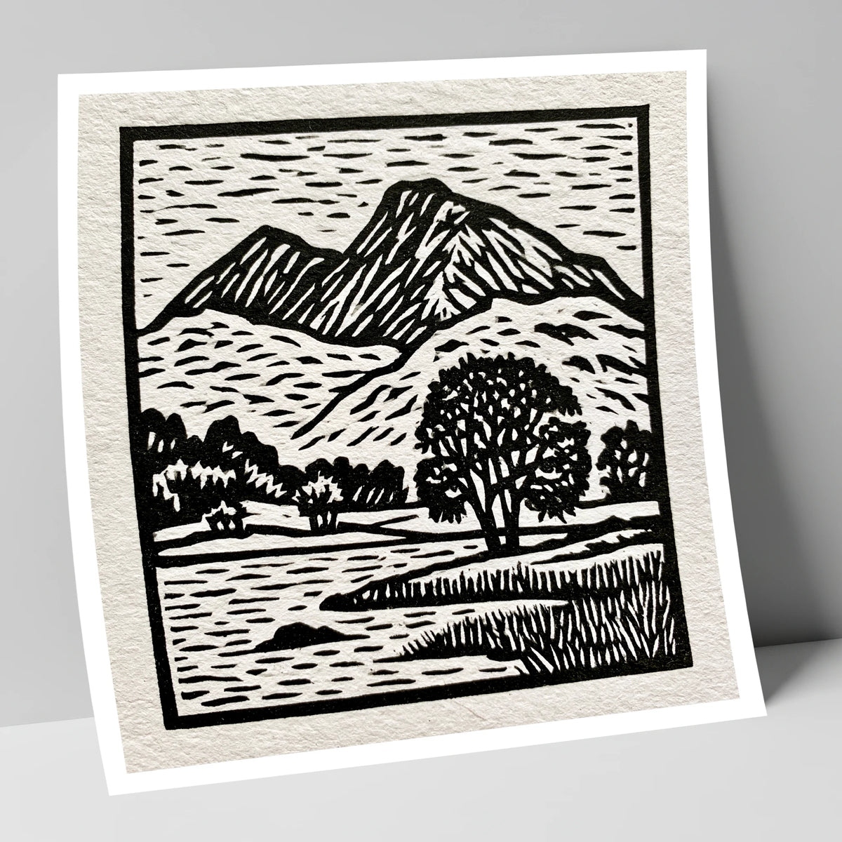 Monochrome Fells Over Grasmere lake district lake art print