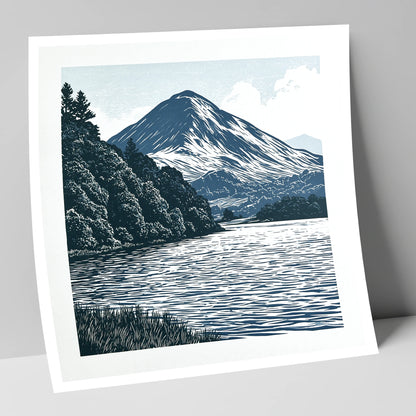 Catbells in Slate and Navy lake district fell art print
