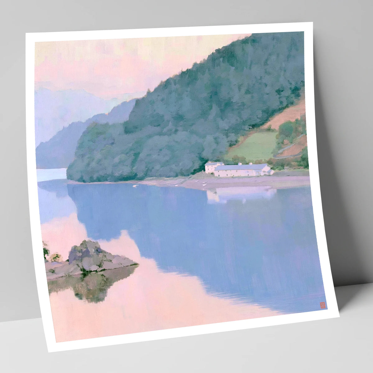 Pink Dawn on Coniston Water lake district lake art print