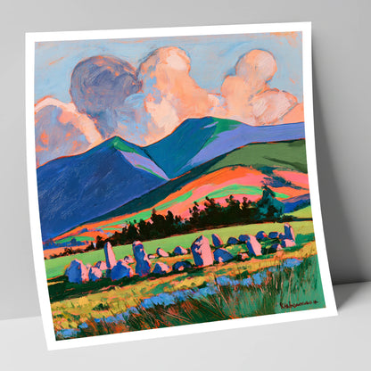 Vivid Standing Stones Below Blencathra lake district fell art print