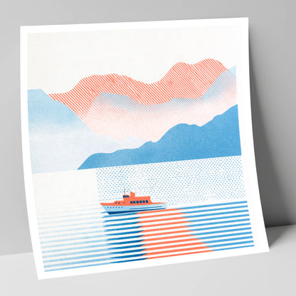 Graphic Windermere Lake Cruiser lake district lake art print