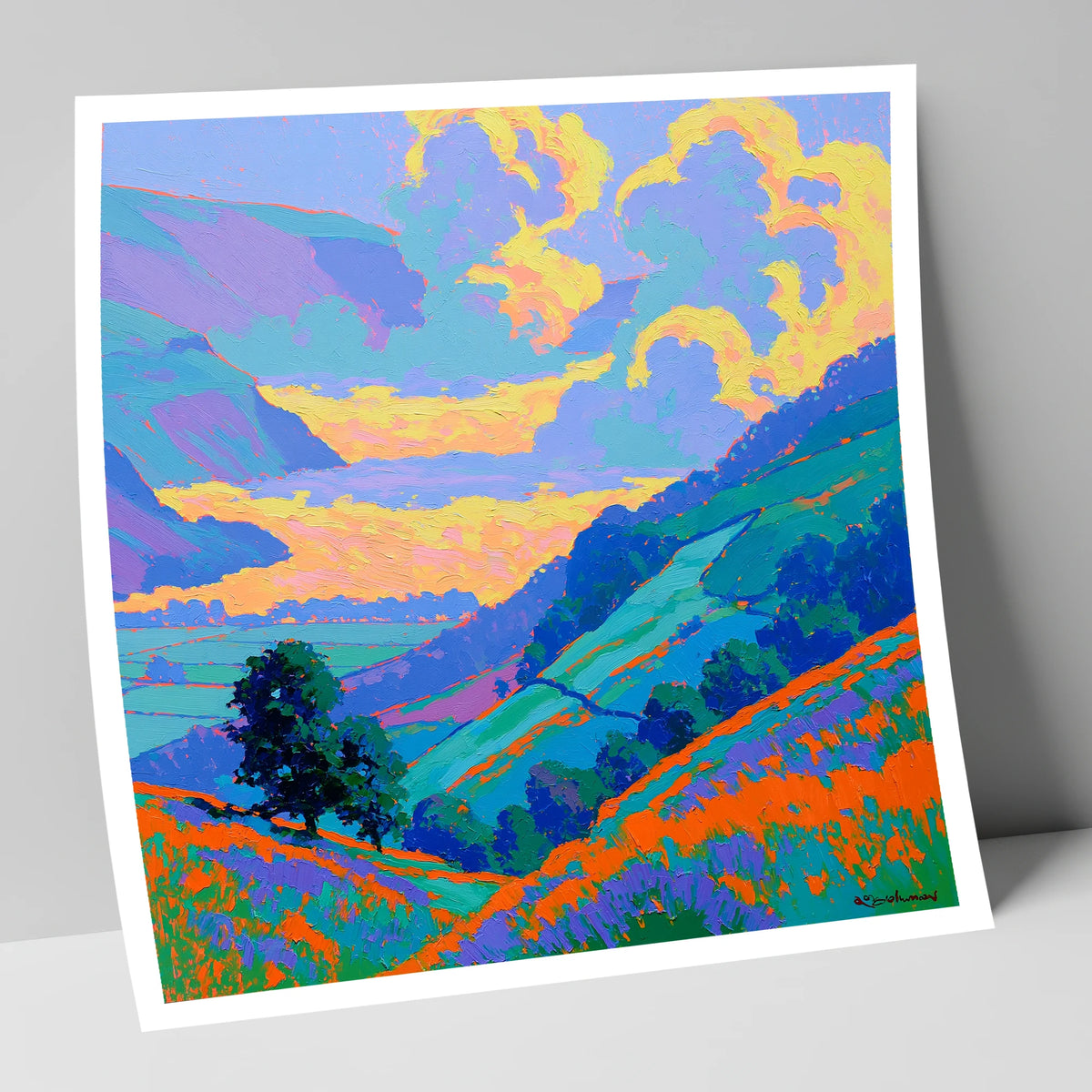 Vibrant Morning Valley Mist lake district sky art print