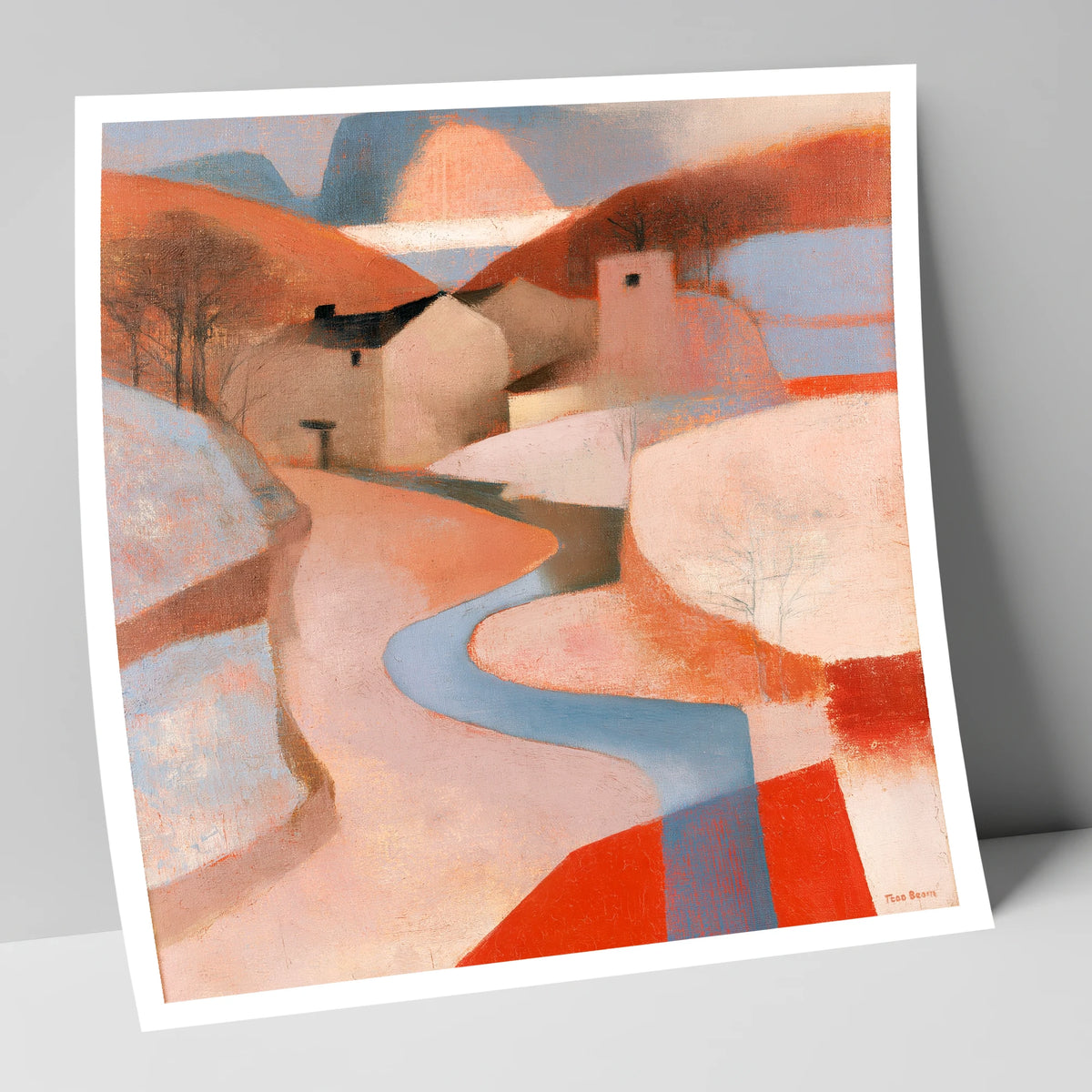 Terracotta Winding River Valley lake district waterfall art print