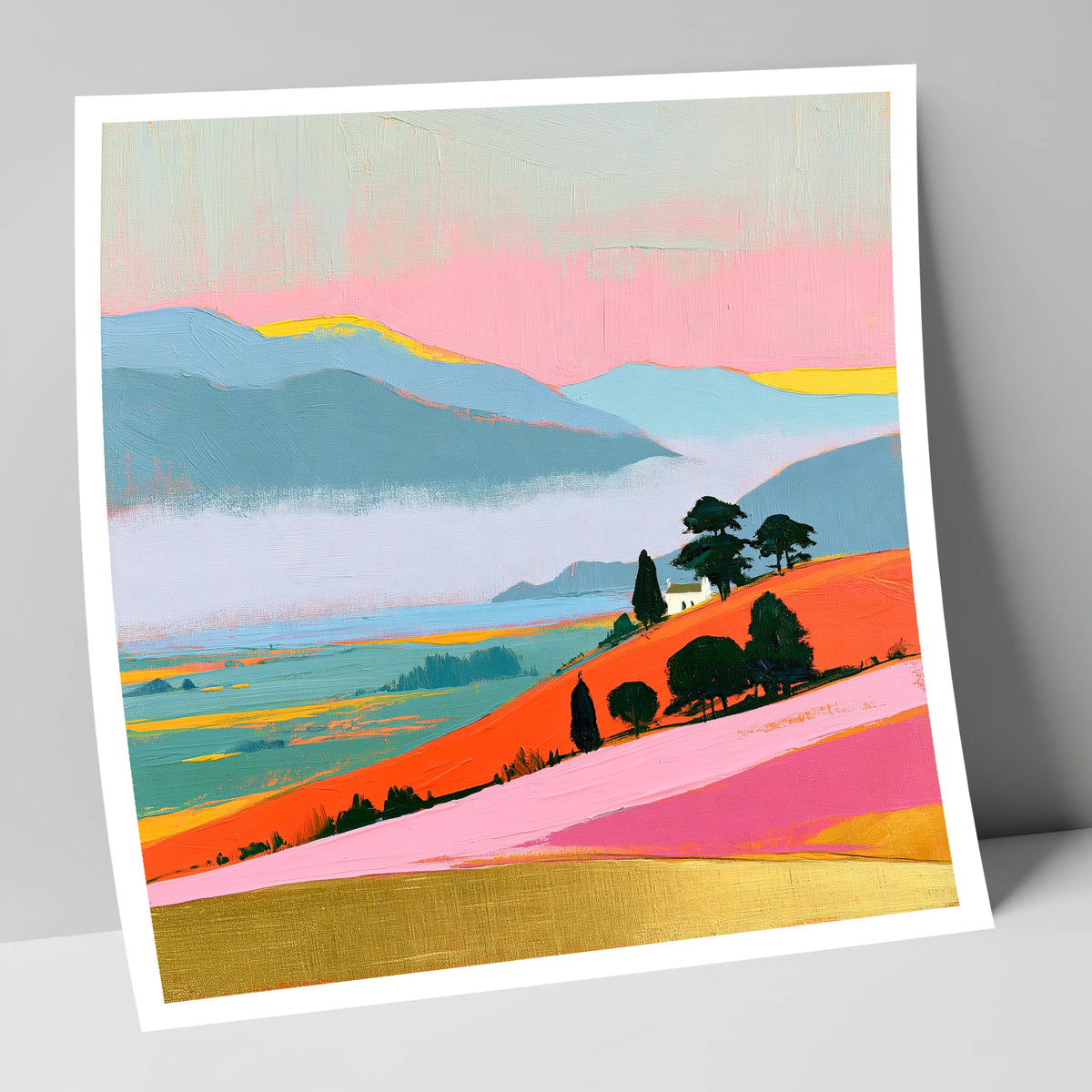 Vibrant Morning Valley Mist lake district sky art print