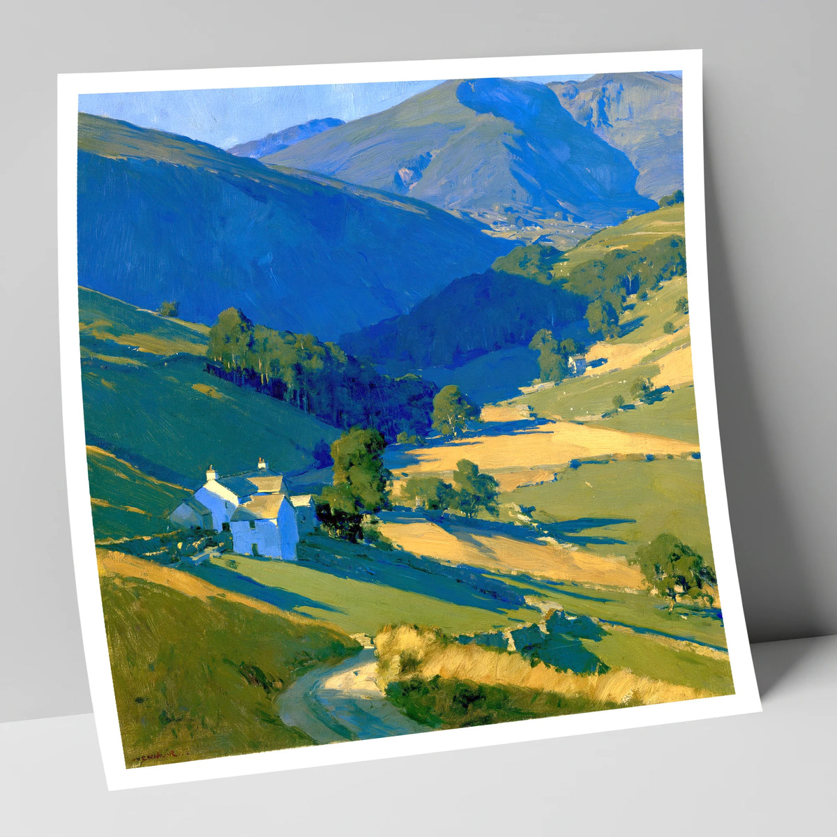 Valley Farm in Evening Light lake district sky art print