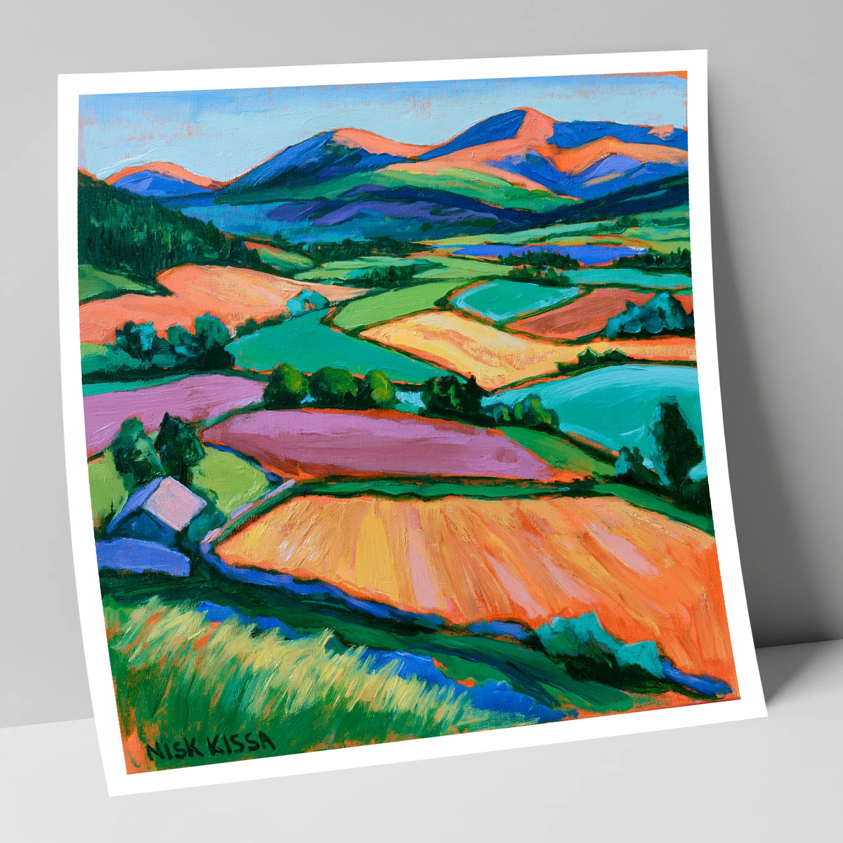 Vibrant Patchwork Fields in a Dale lake district valley art print