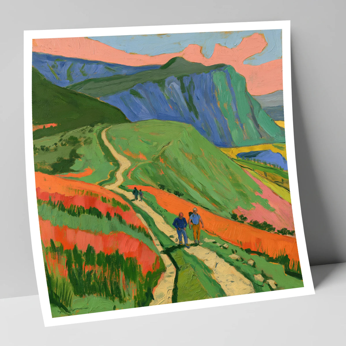 Vivid Mountain Path Walkers lake district walking art print